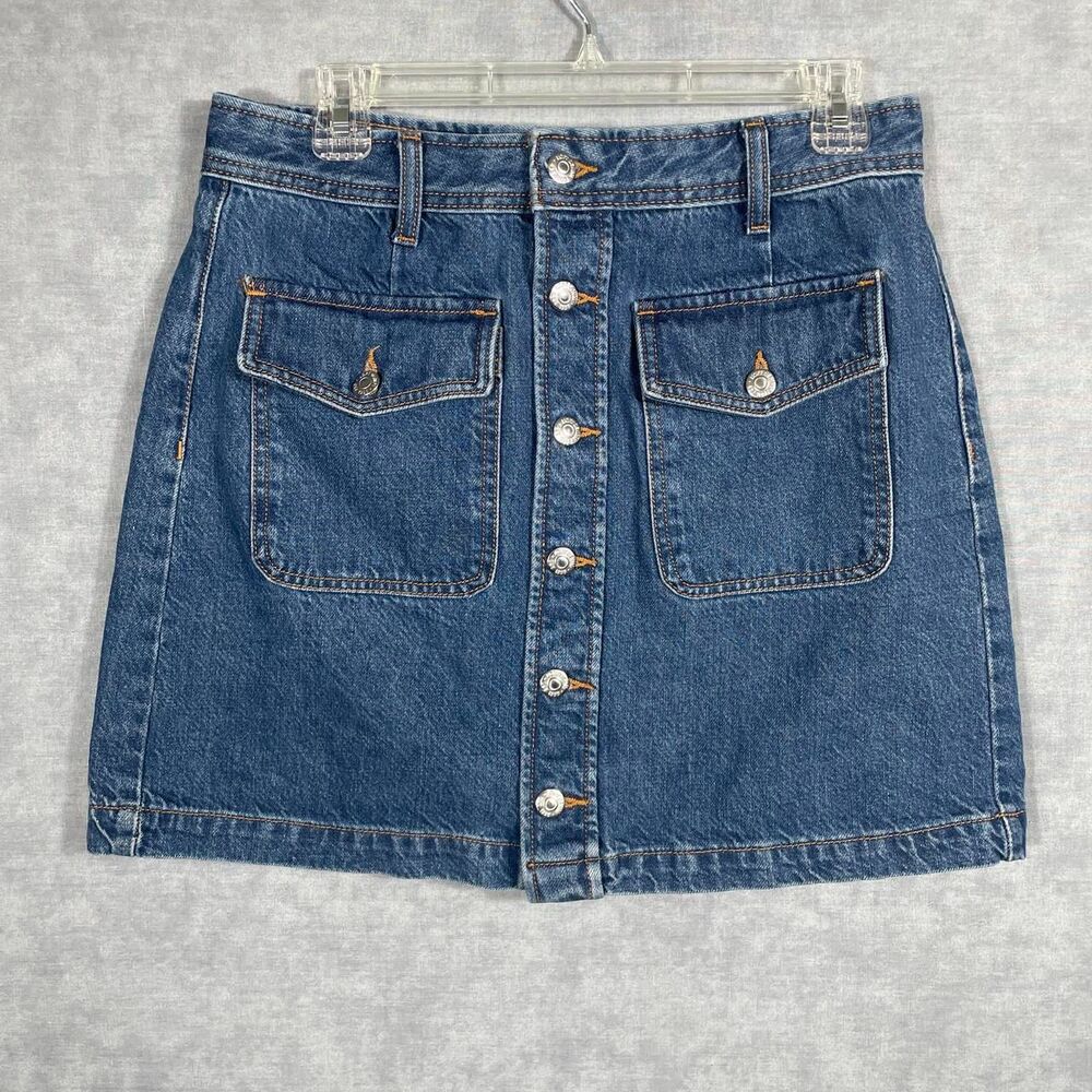 Loft denim skirt with button front and pockets